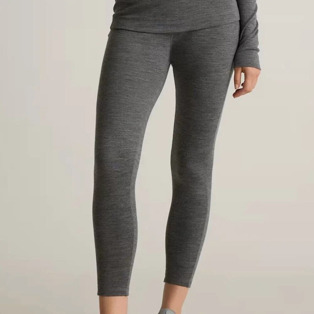 Quince 100% Merino Wool Cold Weather Base Layer Legging Heather Charcoal Grey M